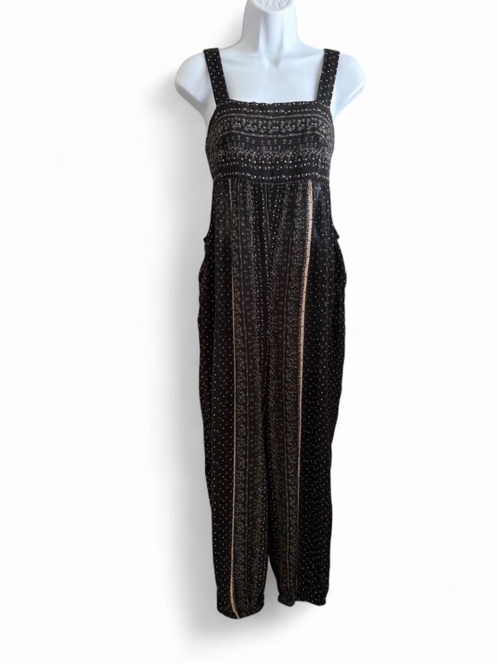 Free People Black Printed Sleeveless Jumpsuit